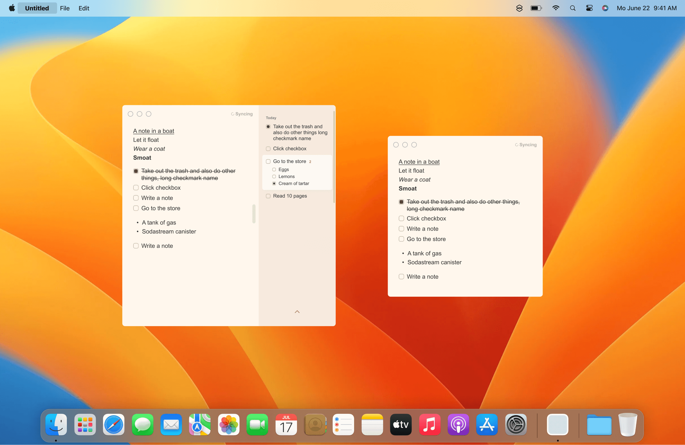 Untitled Notes App Displayed on MacOs